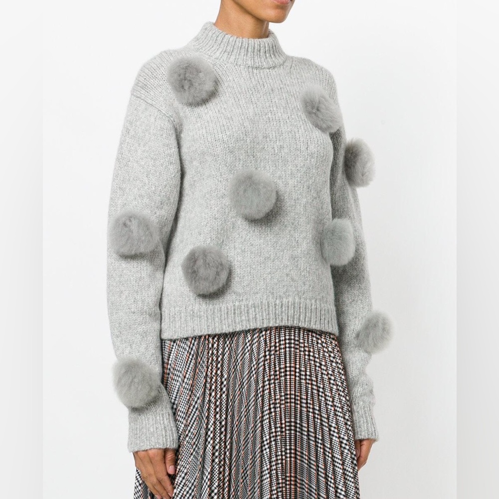 Tibi Alpaca Pom Pom Sweater